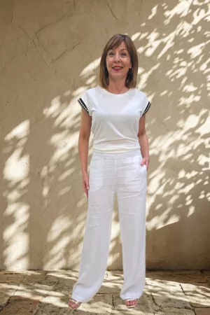 Pantalón Blanco de Lino Trovels